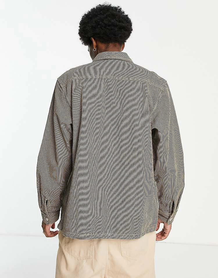 Carhartt WIP Sinclair Hickory Stripe Shirt In Brown For Men Black 2 Carhartt WIP Sinclair Hickory Stripe Shirt In Brown For Men Black - Image 2
