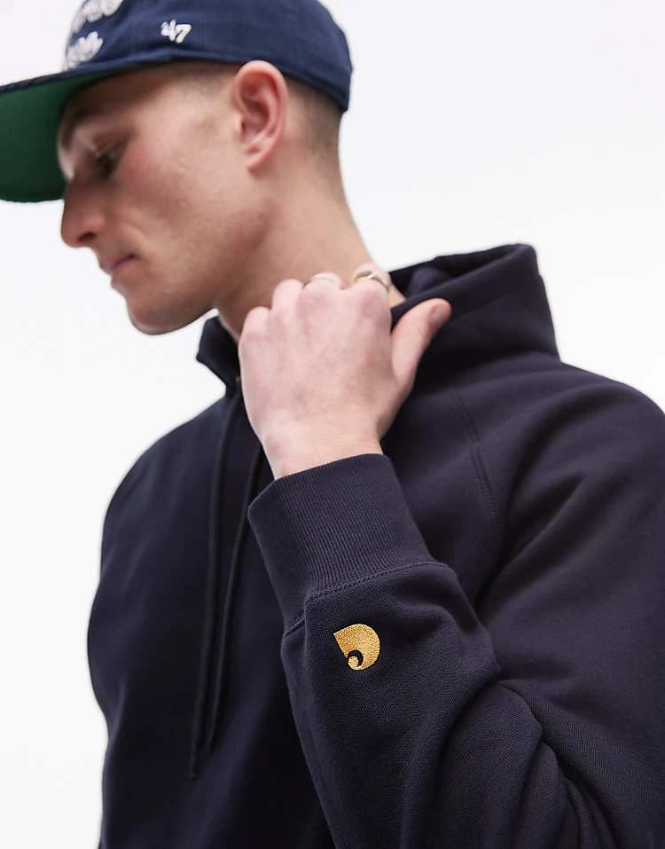 Carhartt WIP Chase Hoodie In Navy For Men 2 Carhartt WIP Chase Hoodie In Navy For Men - Image 2
