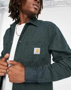 Carhartt WIP Sinclair Hickory Stripe Shirt In Green For Men -Carhartt WIP Sales 203401499 4