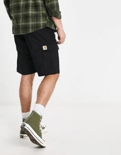 Carhartt WIP Aviation Slim Cargo Shorts In Black For Men