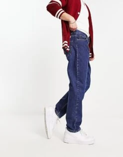 Carhartt WIP Newel Relaxed Tapered Fit Jeans In Blue Stone Wash For Men