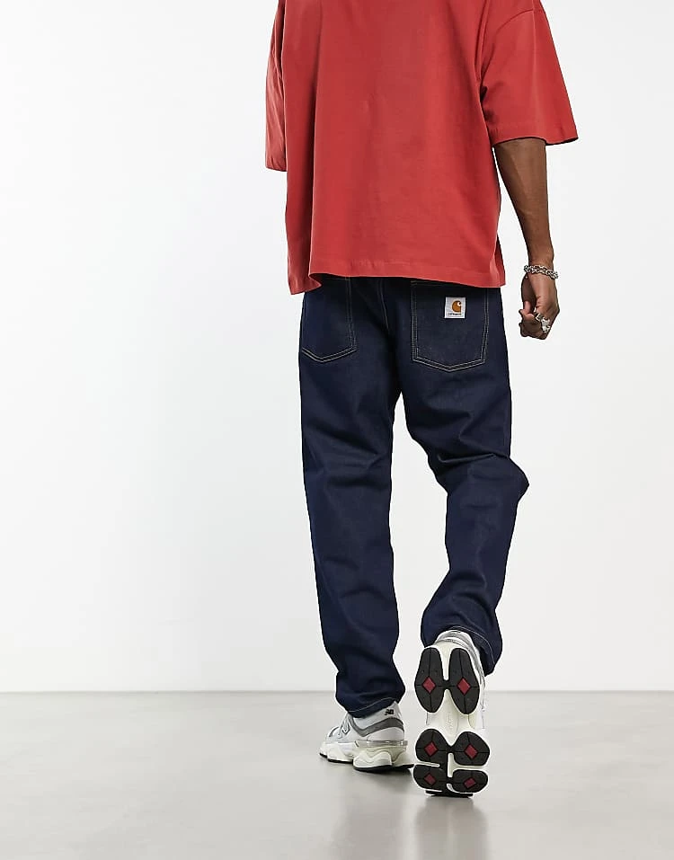 Carhartt WIP Newel Relaxed Tapered Fit Jeans In Blue One Wash For Men 2 Carhartt WIP Newel Relaxed Tapered Fit Jeans In Blue One Wash For Men - Image 2