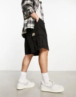 Carhartt WIP Regular Garment Dyed Cargo Shorts In Black For Men