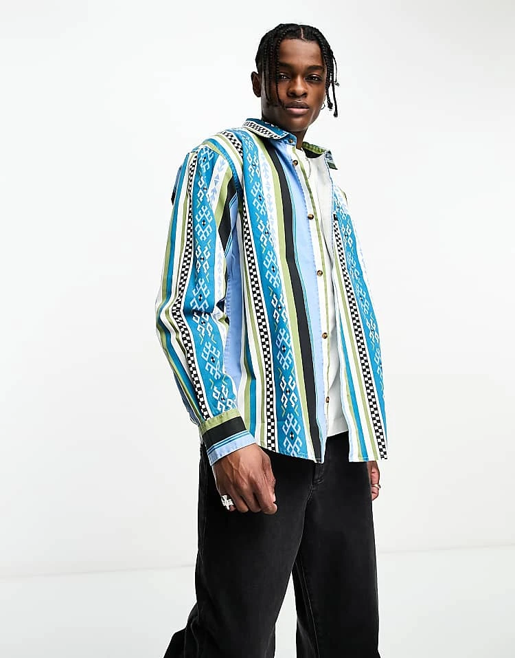 Carhartt WIP Coba Aztec Printed Long Sleeve Shirt In Blue For Men 5 Carhartt WIP Coba Aztec Printed Long Sleeve Shirt In Blue For Men - Image 5