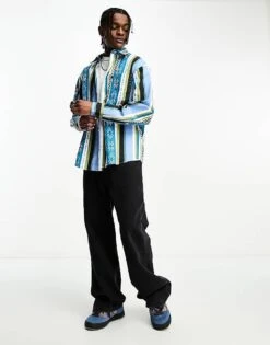 Carhartt WIP Coba Aztec Printed Long Sleeve Shirt In Blue For Men 8 Carhartt WIP Coba Aztec Printed Long Sleeve Shirt In Blue For Men -Carhartt WIP Sales 204360731 4