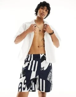 Carhartt WIP Island Marina Print Swim Shorts In Navy For Men -Carhartt WIP Sales 204360939 3