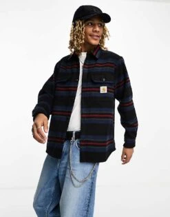 Carhartt WIP Oregon Stripe Shirt In Black For Men