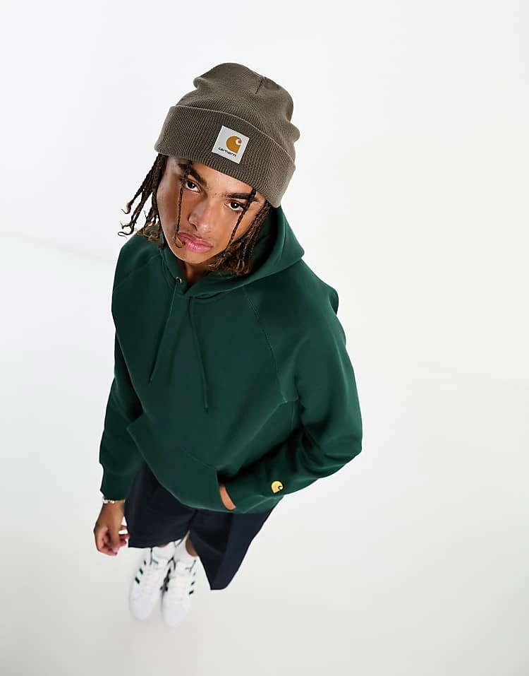 Carhartt WIP Chase Hoodie In Dark Green For Men 1 Carhartt WIP Chase Hoodie In Dark Green For Men