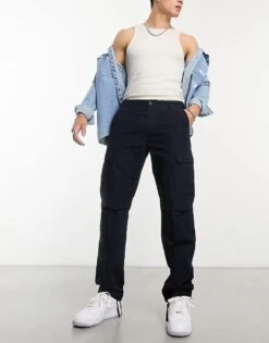 Carhartt WIP Aviation Cargo Slim Trousers In Navy For Men -Carhartt WIP Sales 205177538 2