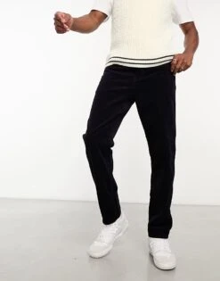 Carhartt WIP Newel Relaxed Tapered Corduroy Trousers In Navy For Men -Carhartt WIP Sales 205189562 4