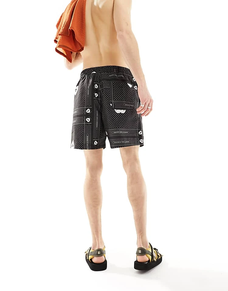 Carhartt WIP Slater Bandana Swim Shorts In Black For Men 4 Carhartt WIP Slater Bandana Swim Shorts In Black For Men - Image 4