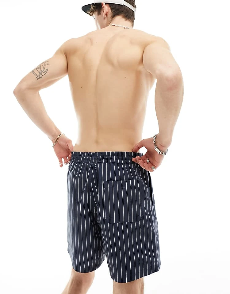 Carhartt WIP Slater Pinstripe Swim Shorts In Navy For Men 2 Carhartt WIP Slater Pinstripe Swim Shorts In Navy For Men - Image 2