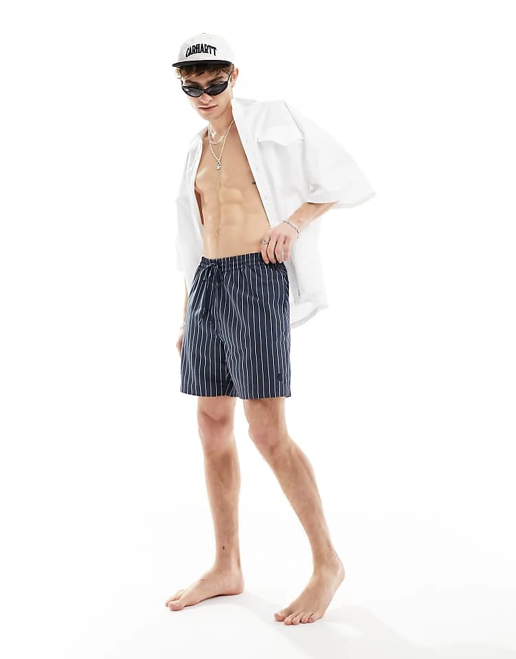 Carhartt WIP Slater Pinstripe Swim Shorts In Navy For Men 3 Carhartt WIP Slater Pinstripe Swim Shorts In Navy For Men - Image 3