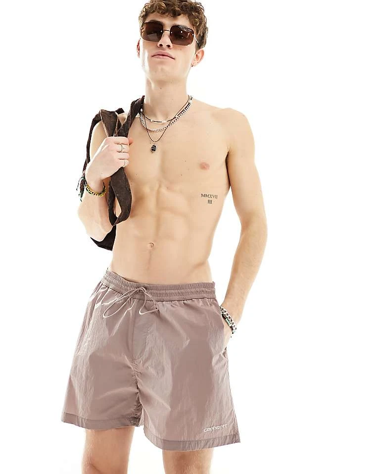 Carhartt WIP Tobes Swim Shorts In Pink For Men 5 Carhartt WIP Tobes Swim Shorts In Pink For Men - Image 5