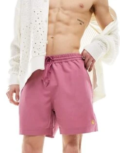 Carhartt WIP Chase Swim Shorts In Pink For Men
