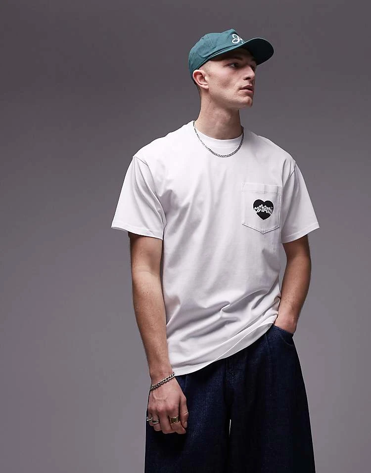 Carhartt WIP Amour Pocket Heart T-shirt In White For Men 1 Carhartt WIP Amour Pocket Heart T-shirt In White For Men