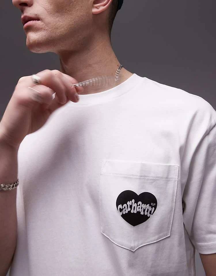 Carhartt WIP Amour Pocket Heart T-shirt In White For Men 2 Carhartt WIP Amour Pocket Heart T-shirt In White For Men - Image 2