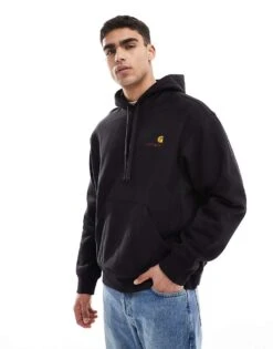 Carhartt WIP American Script Hoodie In Black For Men