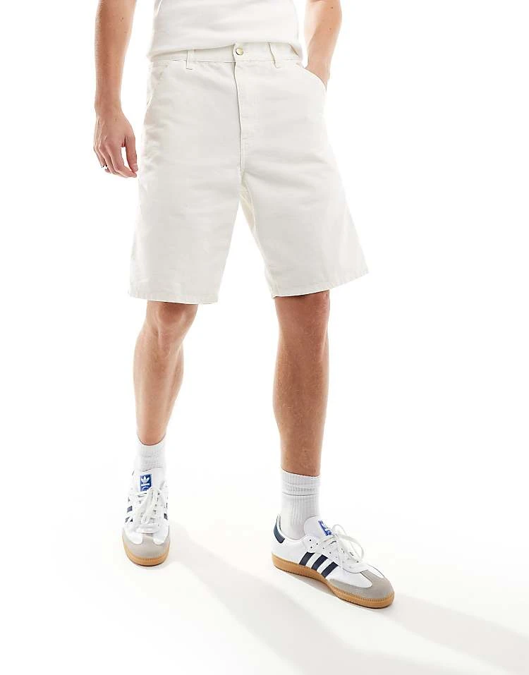 Carhartt WIP Single Knee Carpenter Short In Off White For Men 1 Carhartt WIP Single Knee Carpenter Short In Off White For Men