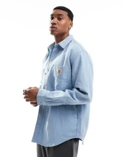 Carhartt WIP Walter Double Pocket Denim Over Shirt In Blue For Men