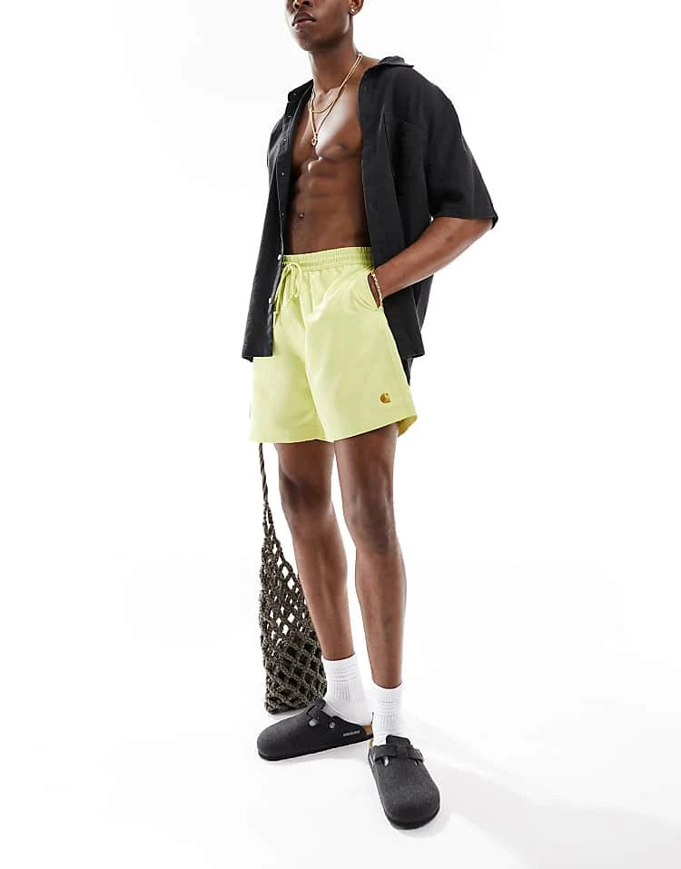 Carhartt WIP Carhartt Chase Swim Shorts In Lime Green For Men 1 Carhartt WIP Carhartt Chase Swim Shorts In Lime Green For Men