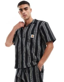 Carhartt WIP Co-ord Dodson Stripe Short Sleeve Shirt In Black -Carhartt WIP Sales 206423292 1 black