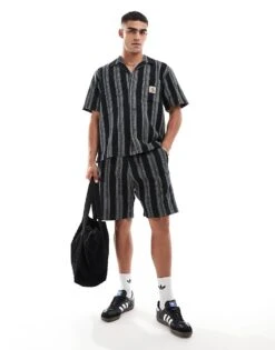 Carhartt WIP Co-ord Dodson Stripe Short Sleeve Shirt In Black