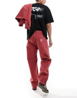 Carhartt WIP Co-ord Landon Loose Tapered Fit Jean In Red For Men -Carhartt WIP Sales 206423341 3