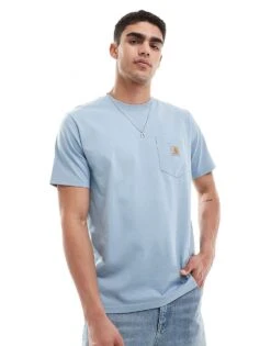 Carhartt WIP Pocket T-shirt In Light Blue For Men