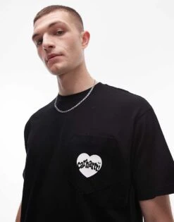 Carhartt WIP Amour Pocket Heart T-shirt In Black For Men 9 Carhartt WIP Amour Pocket Heart T-shirt In Black For Men -Carhartt WIP Sales 206423453 1 black 1