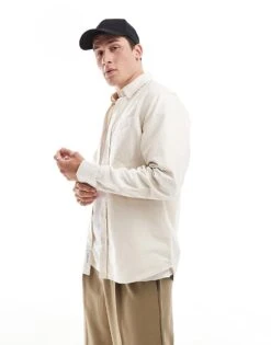 Carhartt WIP Logo Oxford Shirt In Cream For Men