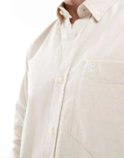 Carhartt WIP Logo Oxford Shirt In Cream For Men -Carhartt WIP Sales 206423509 4