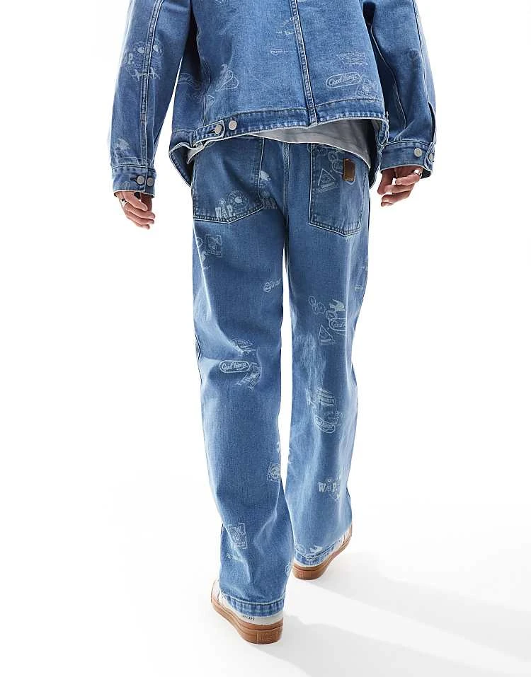 Carhartt WIP Stamp Print Loose Tapered Fit Jean In Blue For Men 2 Carhartt WIP Stamp Print Loose Tapered Fit Jean In Blue For Men - Image 2