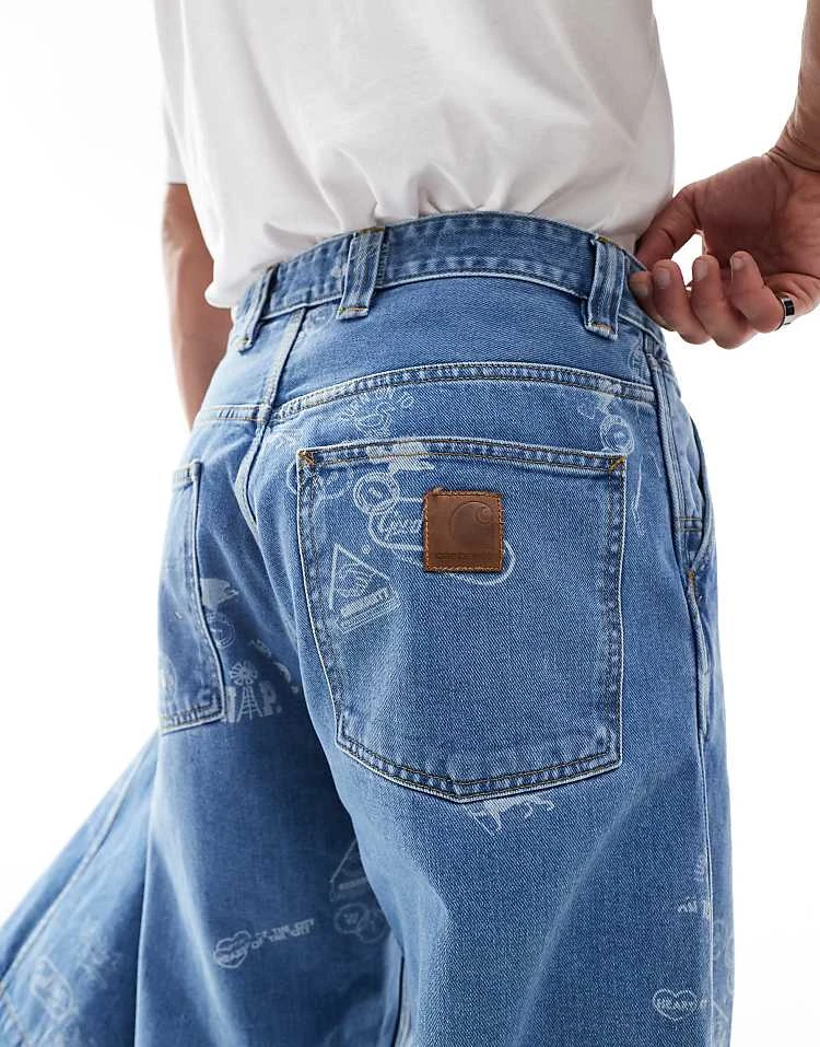 Carhartt WIP Stamp Print Loose Tapered Fit Jean In Blue For Men 3 Carhartt WIP Stamp Print Loose Tapered Fit Jean In Blue For Men - Image 3