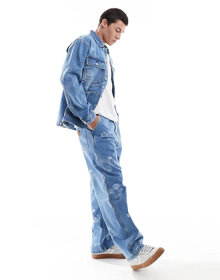 Carhartt WIP Stamp Print Loose Tapered Fit Jean In Blue For Men 4 Carhartt WIP Stamp Print Loose Tapered Fit Jean In Blue For Men - Image 4