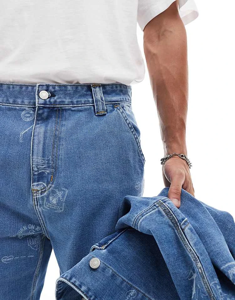 Carhartt WIP Stamp Print Loose Tapered Fit Jean In Blue For Men 5 Carhartt WIP Stamp Print Loose Tapered Fit Jean In Blue For Men - Image 5