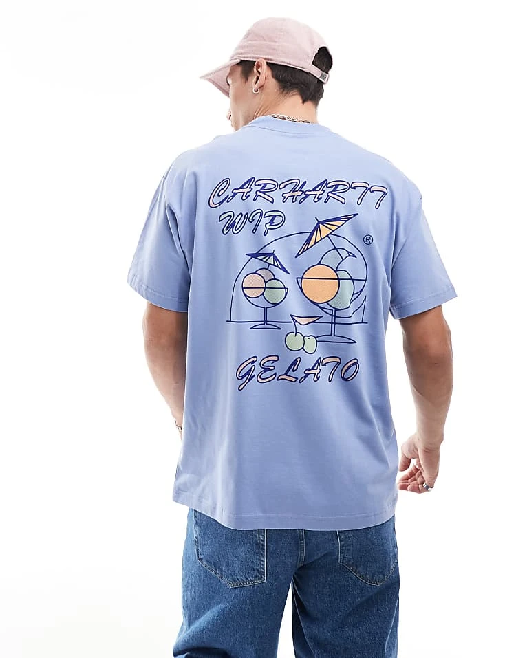 Carhartt WIP Gelato Graphic Back T-shirt In Blue For Men 1 Carhartt WIP Gelato Graphic Back T-shirt In Blue For Men
