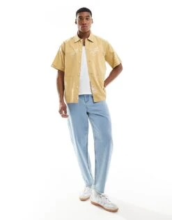 Carhartt WIP Stamp Print Short Sleeve Shirt In Sand For Men Yellow -Carhartt WIP Sales 206423598 3