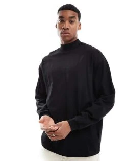 Carhartt WIP Long Sleeve Mockneck Script T-shirt In Black For Men -Carhartt WIP Sales 206637482 1 black 1