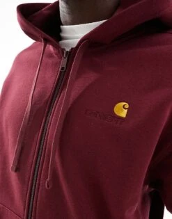 Carhartt WIP American Script Zip Hoodie In Red For Men -Carhartt WIP Sales 206637741 3