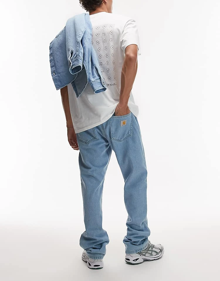 Carhartt WIP Landon Loose Tapered Fit Jeans In Light Bleached Blue For Men 3 Carhartt WIP Landon Loose Tapered Fit Jeans In Light Bleached Blue For Men - Image 3