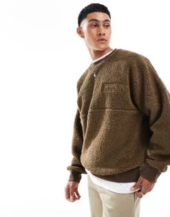 Carhartt WIP Coordinate Graphic Borg Sweatshirt In Brown For Men
