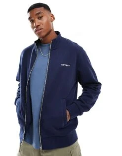 Carhartt WIP Embroided Logo Track Jacket In Navy For Men