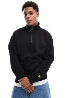 Carhartt WIP 3/4 Zip Sweatshirt In Black For Men