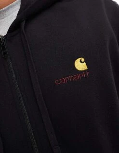 Carhartt WIP American Script Zip Hoodie In Black For Men -Carhartt WIP Sales 206638280 3