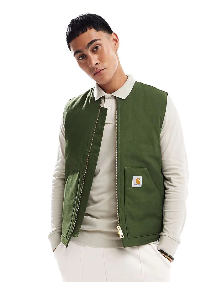 Carhartt WIP Classic Zip Up Gilet In Khaki For Men 1 Carhartt WIP Classic Zip Up Gilet In Khaki For Men