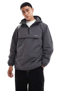 Carhartt WIP Windbreaker 3/4 Zip Pullover In Grey For Men White