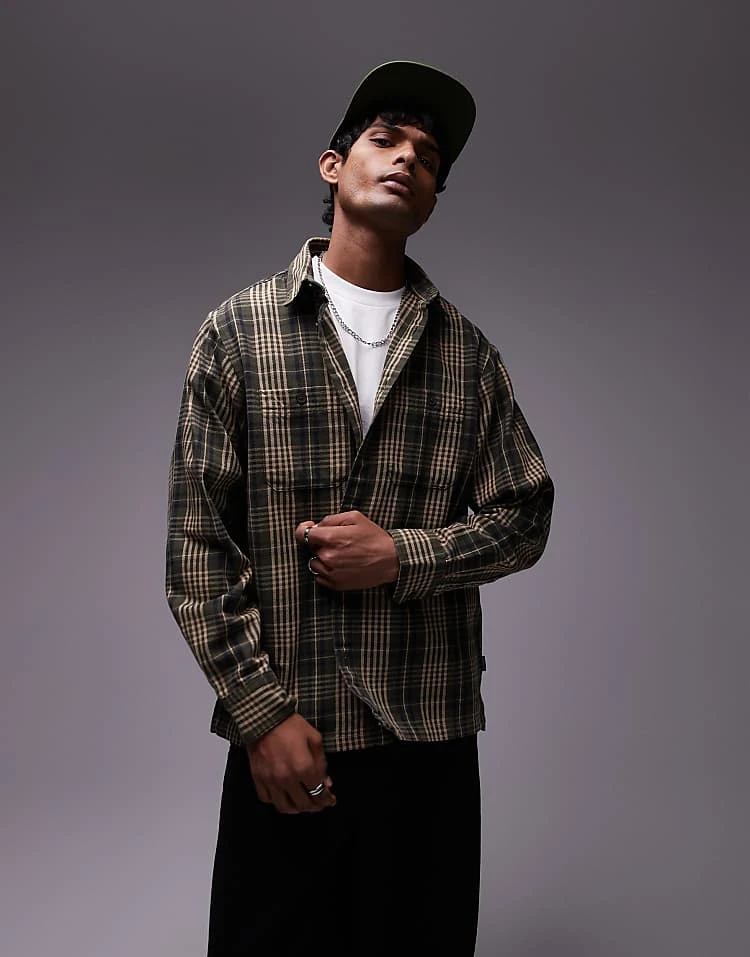 Carhartt WIP Long Sleeve Mandlik Shirt In Green Multi For Men 1 Carhartt WIP Long Sleeve Mandlik Shirt In Green Multi For Men