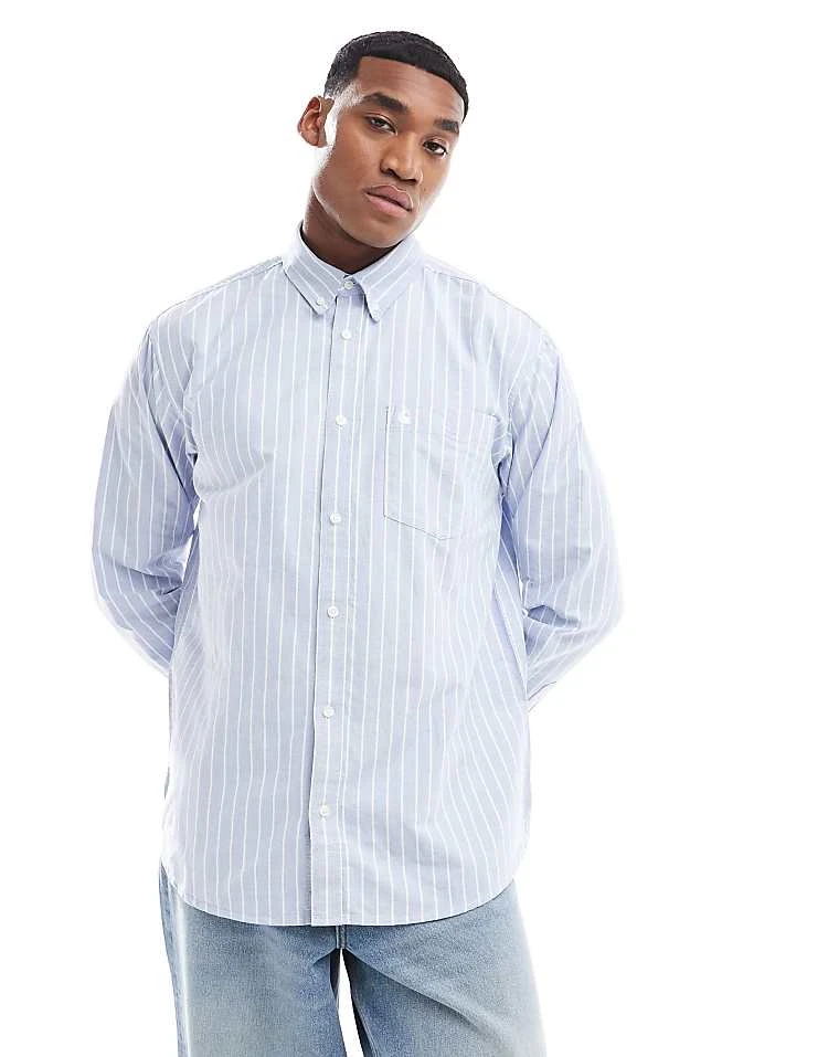 Carhartt WIP Long Sleeve Dowlen Stripe Shirt In Blue For Men 5 Carhartt WIP Long Sleeve Dowlen Stripe Shirt In Blue For Men - Image 5