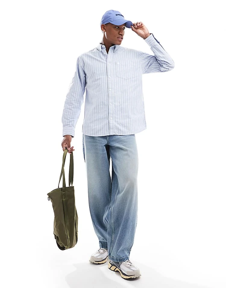 Carhartt WIP Long Sleeve Dowlen Stripe Shirt In Blue For Men 2 Carhartt WIP Long Sleeve Dowlen Stripe Shirt In Blue For Men - Image 2